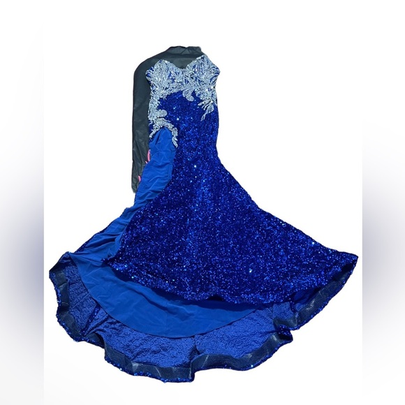 Portia and Scarlett Dresses Sequin and Rhinestone Gown Cobalt Blue Size:6 - Picture 4 of 14
